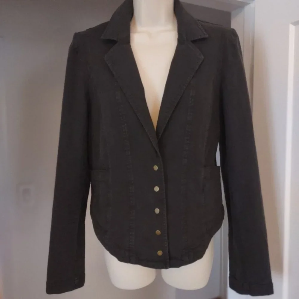 ANTHROPOLOGIE Structured Button Front Blazer Olive Green NWT - Size 12 - Picture 3 of 16